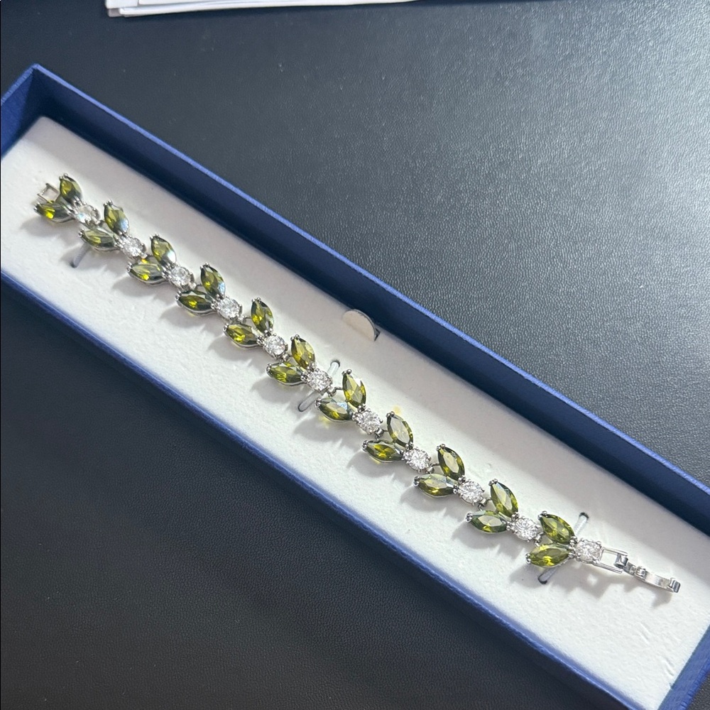 Swarovski Green Leaf Crystal Bracelet